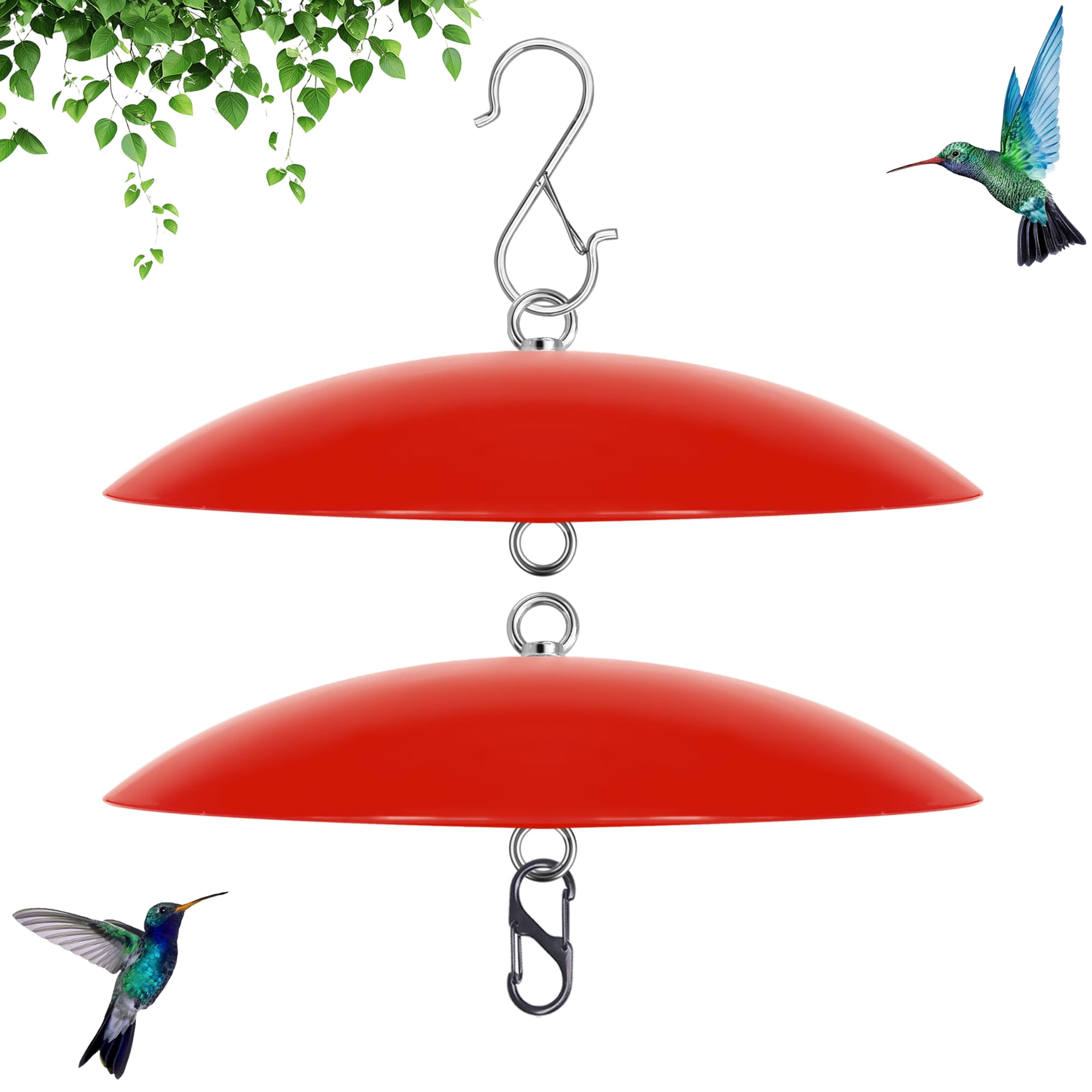 Alimentador para aves andergi 25 cm cúpula roja - paquete de 2