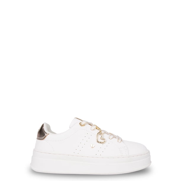 Zapatilla Niña con Cordones y Detalles Dorados Blanco Pillin