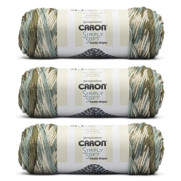 Hilo Caron Simply Soft Freckle Moss, paquete de 3, 141 g, acrílico