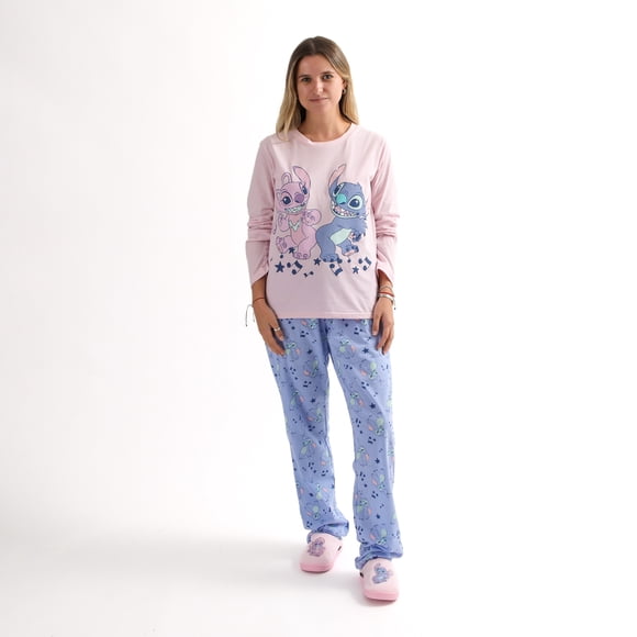 Pijama Oficial Disney Stitch y Angel 2 Piezas - Niñas 4-12 Años