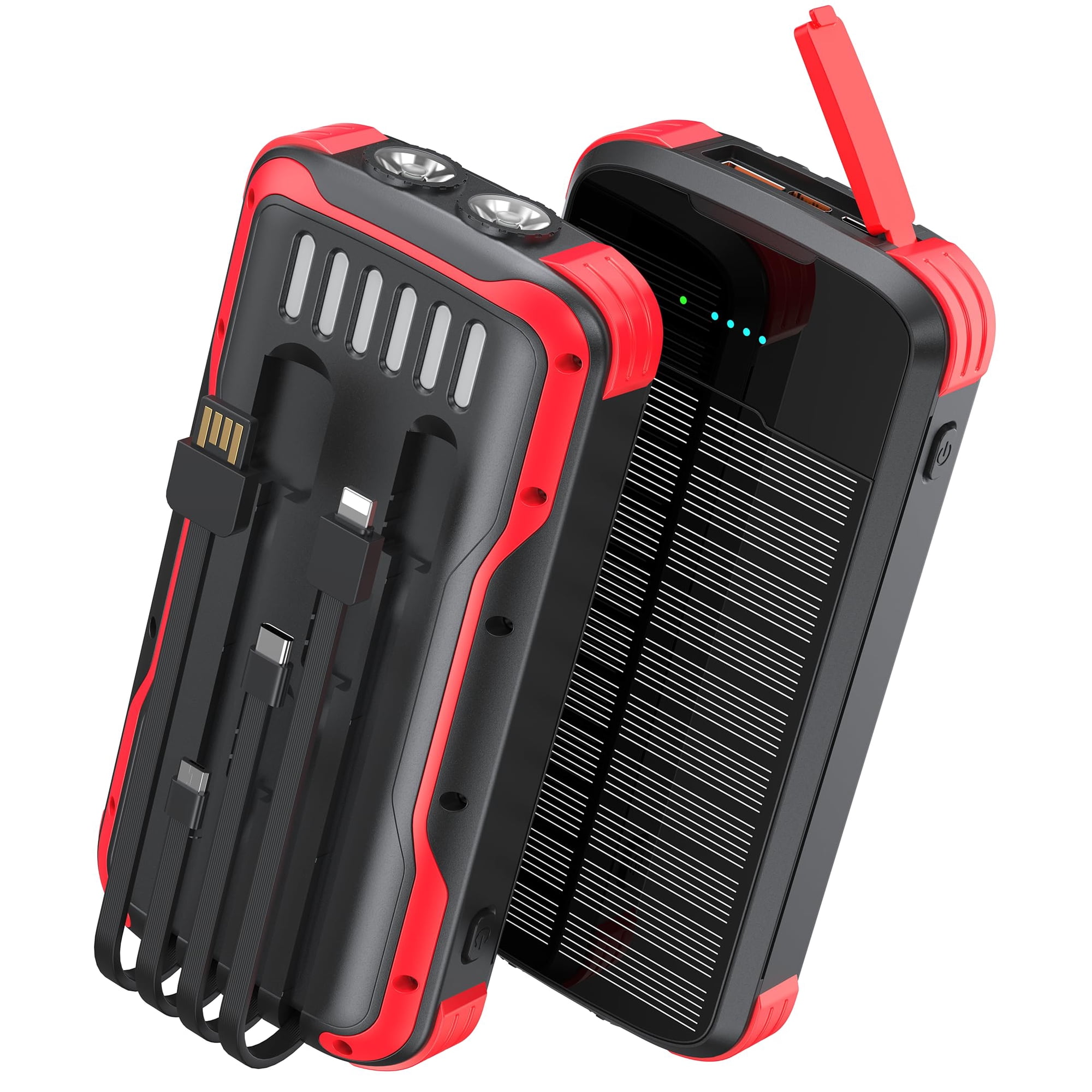 Banco De Energía Solar Soxono 40000mah Con Carga Rápida Pd 20w Rojo