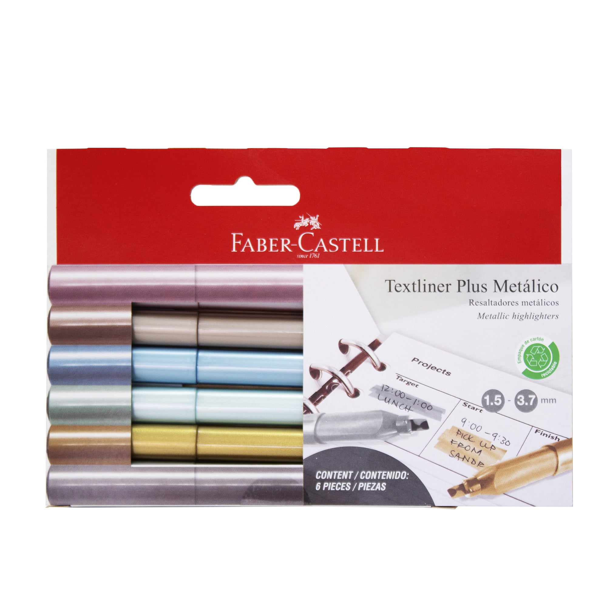 Faber Castell - Destacador Textliner Plus Faber-castell X6 Colores Metálicos