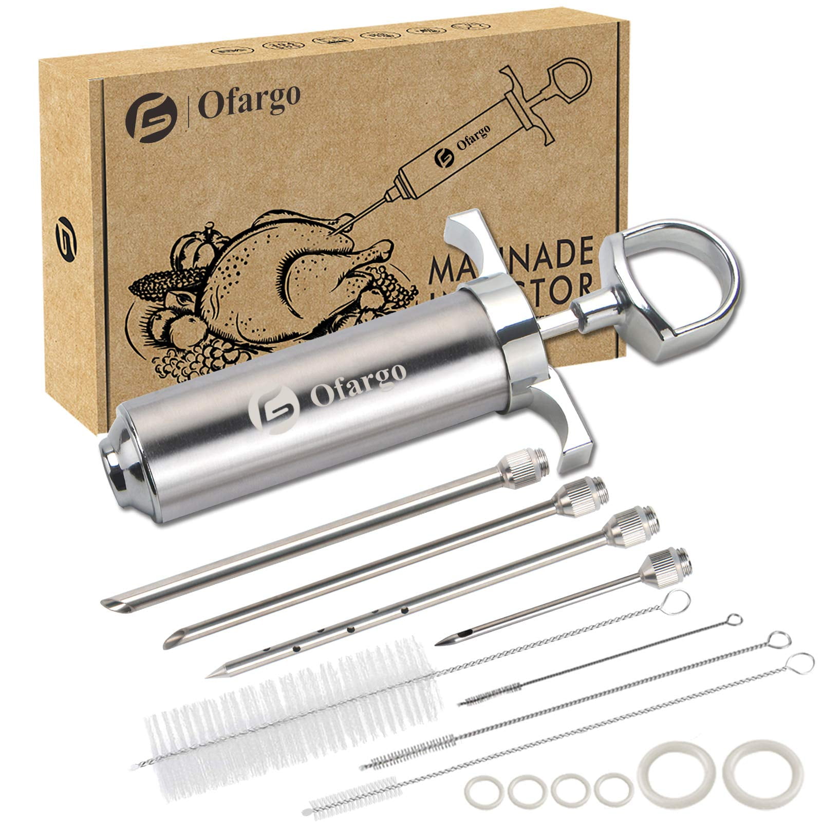 Kit De Jeringas Para Inyectores De Carne Ofargo 304, Acero Inoxidable, 60 Ml