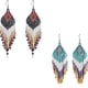 thumbnail image 1 of Juego de 2 pares de pendientes largos bohemios con cuentas. Pendientes con borlas de cuentas de semillas, hechos a mano, para mujeres y niñas. Pendientes bohemios grandes con flecos y cuentas., 1 of 3