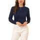 thumbnail image 5 of INSPIRE CHIC Blusa de Chifón para Mujer de Regreso a Clases Cuello de Ojal Manga de Patchwork Elegante Top de Trabajo M Azul Oscuro, 5 of 8
