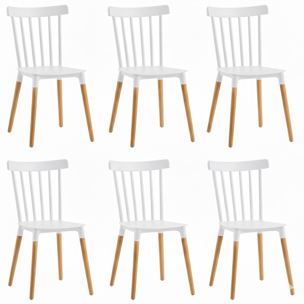 Vitelio - Pack 6 Sillas De Comedor Windsor Blanco