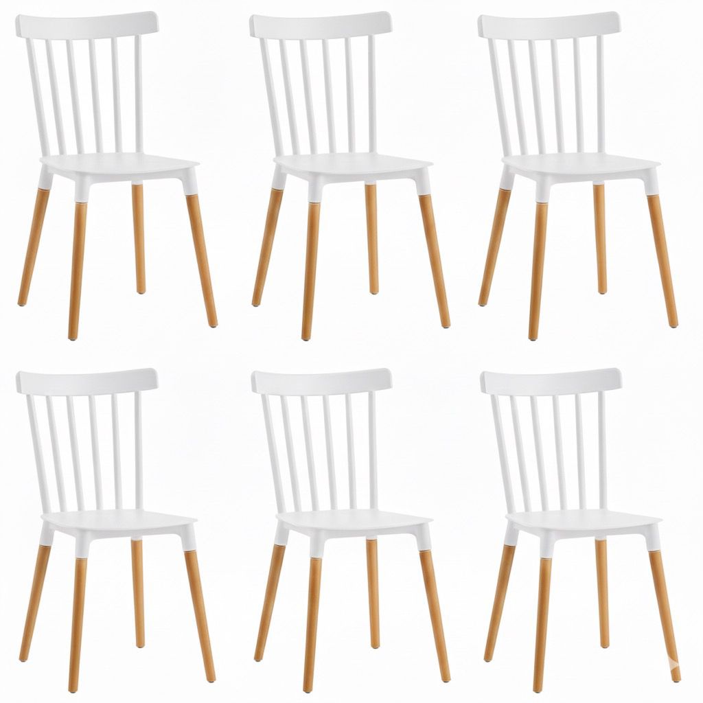 Vitelio - Pack 6 Sillas De Comedor Windsor Blanco