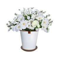 Pottery - Set Maceta Zaia 20 Cm Blanco Matte Con Plato