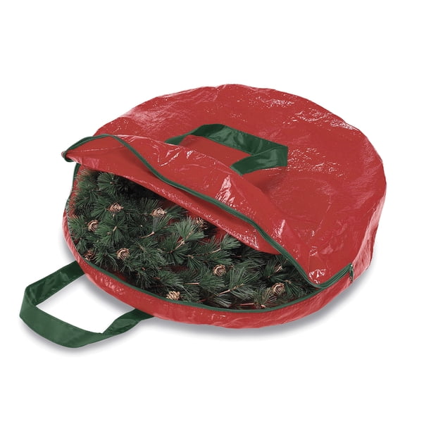 Bolsa de almacenamiento Whitmor para corona navideña de 61 cm, 24 pulgadas, color rojo