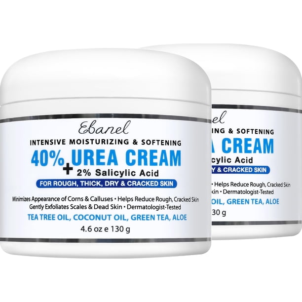 Crema para pies Ebanel Urea 40% con ácido salicílico y 2% para piel seca, paquete de 2