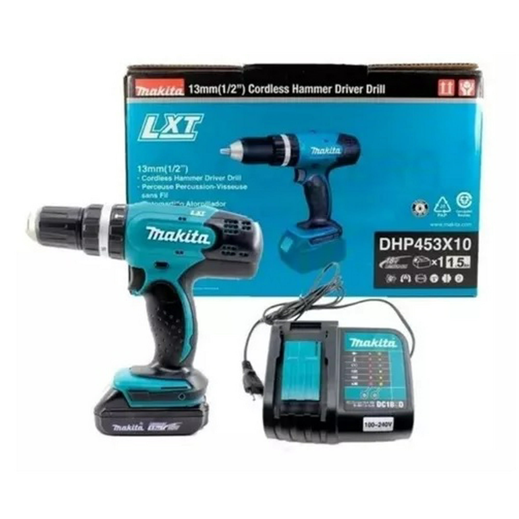 Makita - Taladro Atornillador Percutor 42 Nm + Batería 18v 1,5 Ah