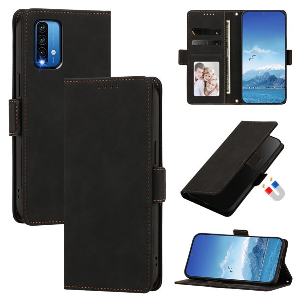 Funda Billetera Delgada para Xiaomi POCO M3 con Ranuras y Soporte Negro
