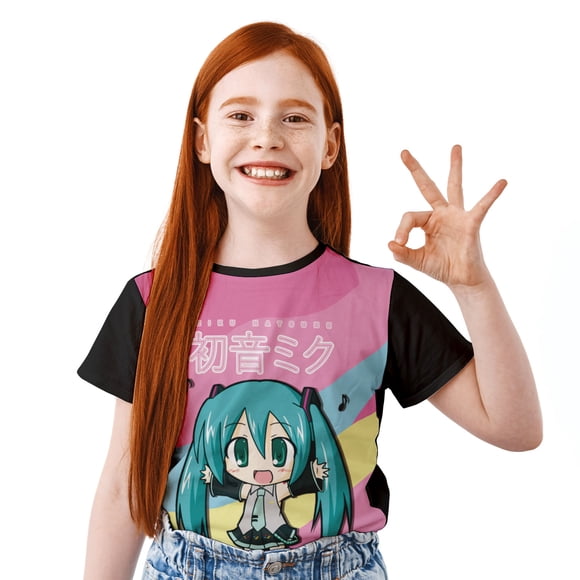 Polera estampada de niño/niña Hatsune Miku Chibi T-06
