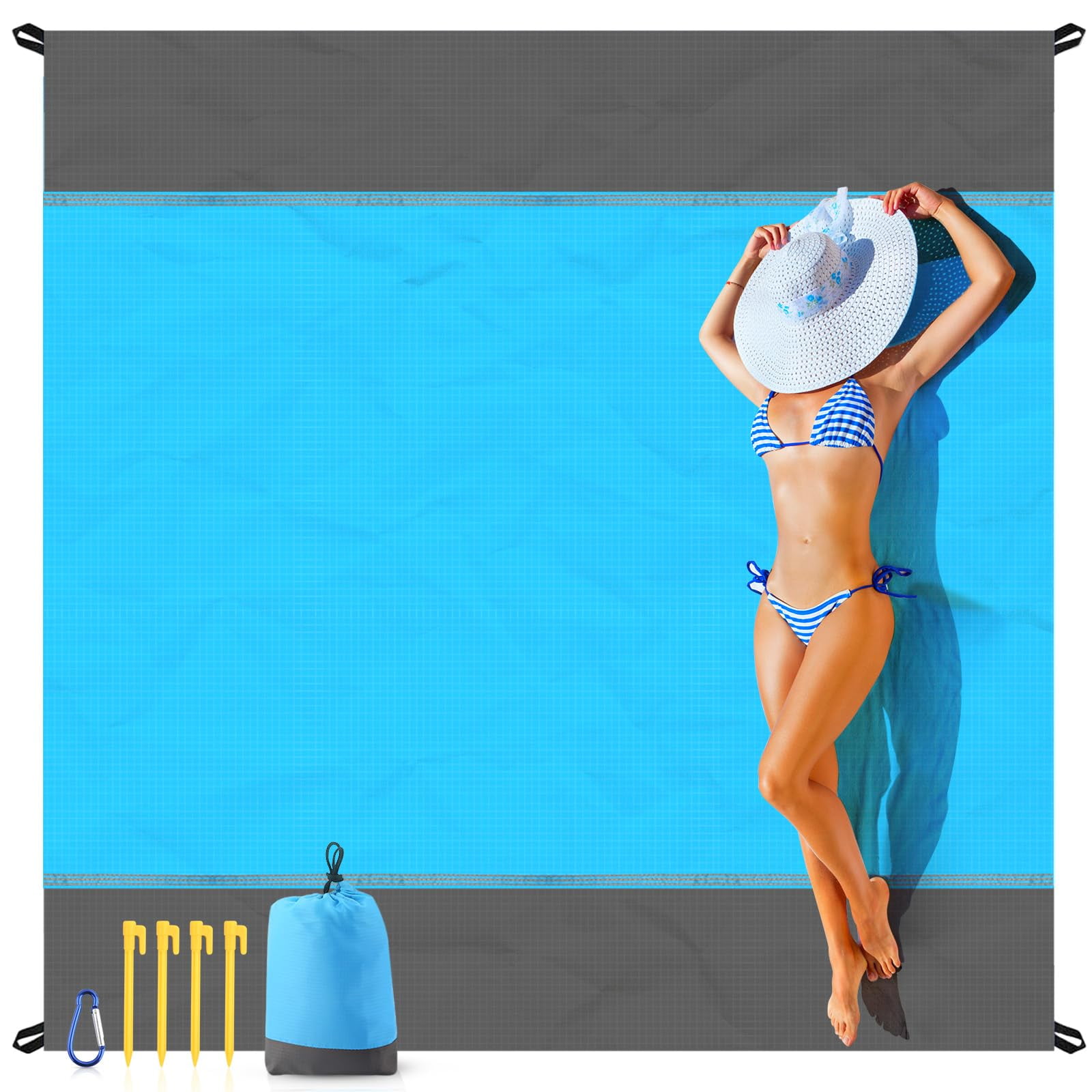 Manta De Playa Easyfun, Resistente A La Arena, De Gran Tamaño, 200 X 210 Cm, Resistente Al Agua