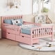 thumbnail image 1 of Twin Size Wood Platform Bed with Guardrails on Both Sides and Two Storage Drawers ,Pink, 1 of 3