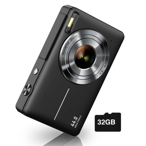 Cámara digital CAMKORY FHD 1080P 44 MP con tarjeta SD de 32 GB con zoom 16X