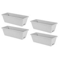 Ioensy - 4X Jardinera Con Ventana, Contenedor De Cultivo De Verduras Para Decoración Del Hogar, Patio, Gris Claro