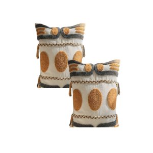 Genérico - Pack De 2 Fundas De Cojin Tufting 45X45 Cm Beige 05