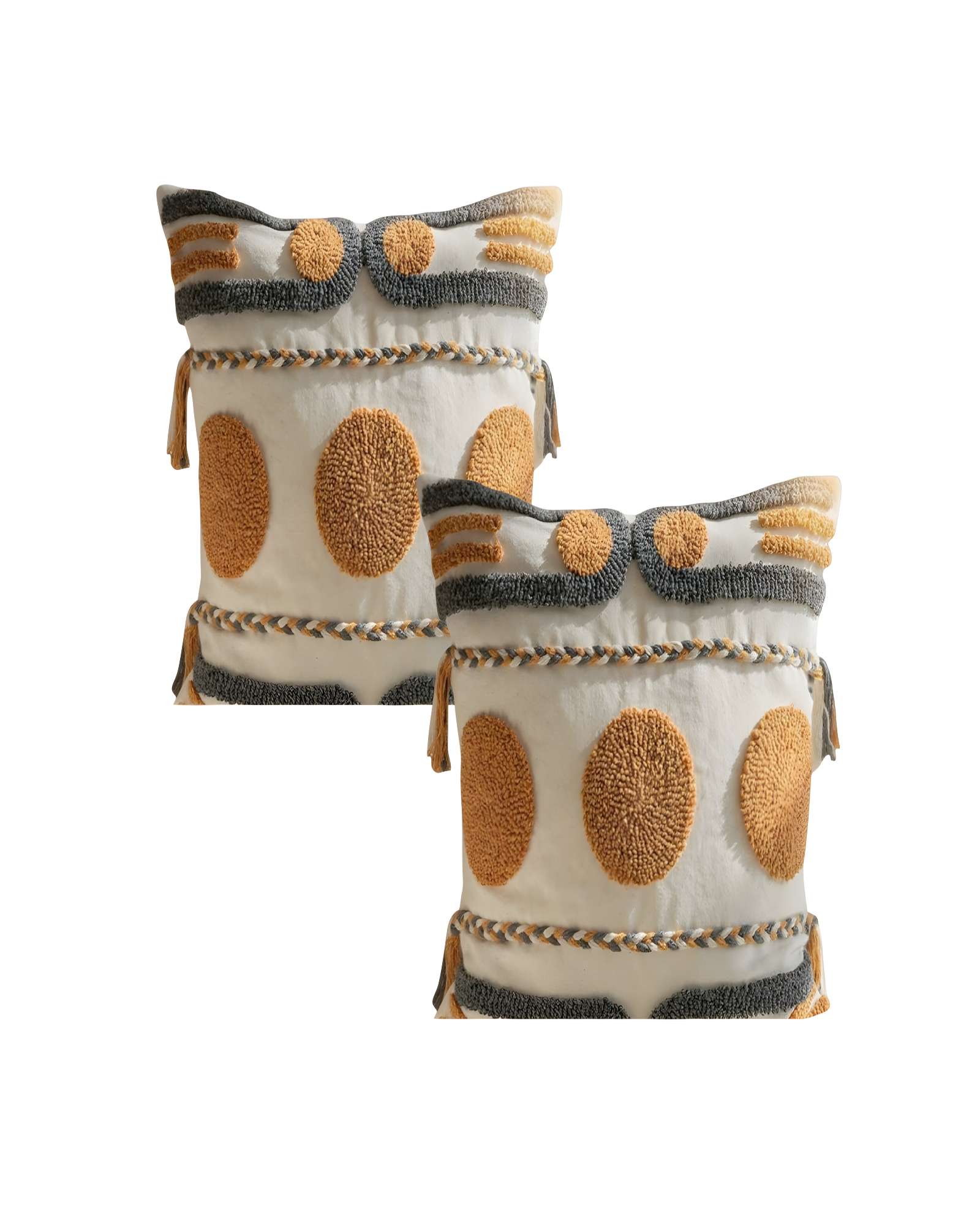 Genérico - Set De 2 Fundas De Cojin Tufting 45X45 Cm Beige 05