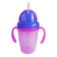 Genérico - Set 2 Vasos Con Asa Agarre Antiderrame Pajilla Bebe Lau