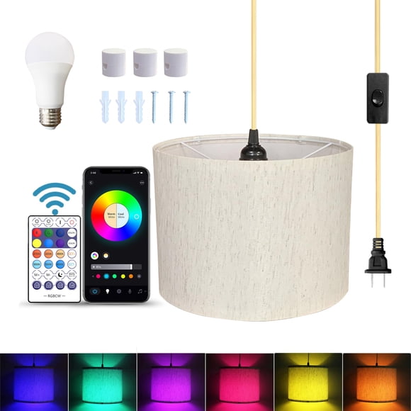 Lámpara colgante ZSLAIFU con cable de 4,6 m y bombilla RGB con control remoto
