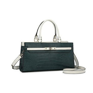 Bolso Satchel - Colby, Mkf Collection, Elegante Bolso De Mano Con Asa Superior Y Correa Desmontable, Espacioso Y Elegante - Verde Oscuro