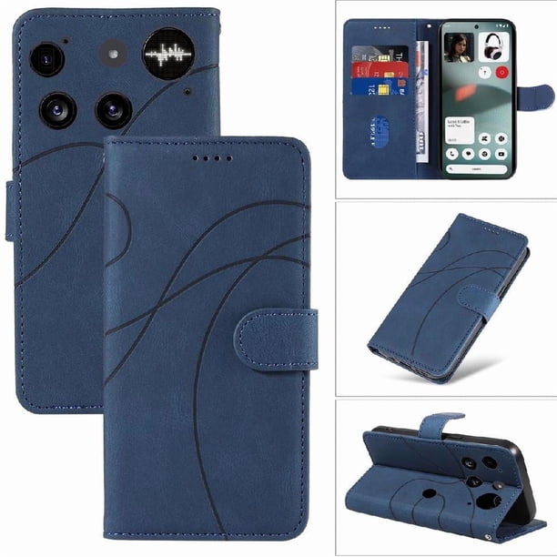 Funda tipo cartera con tapa para Nothing Phone 3 con tarjetero, soporte y cubierta magnética Azul