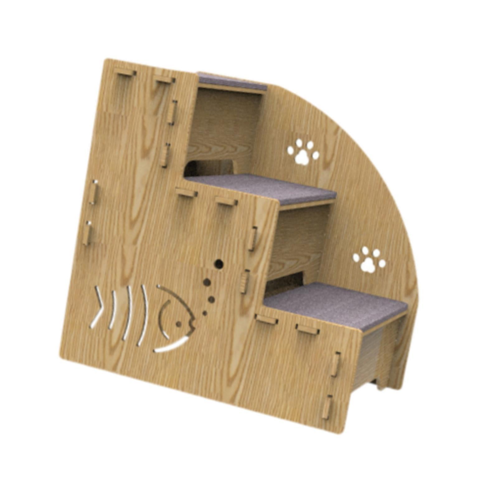 Magideal - Escalera De Madera Para Perros Y Gatos, Casa Para Mascotas, 3 Escalones, Rampa Portátil Antideslizante Para Mascotas, Escaleras Para Perros Pequeños,