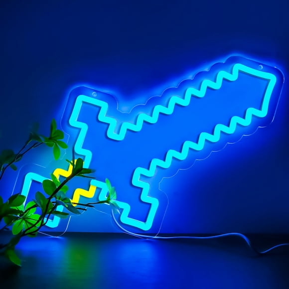 Letrero de neón Nacynacy Espada LED para decoración de pared 31x31 cm
