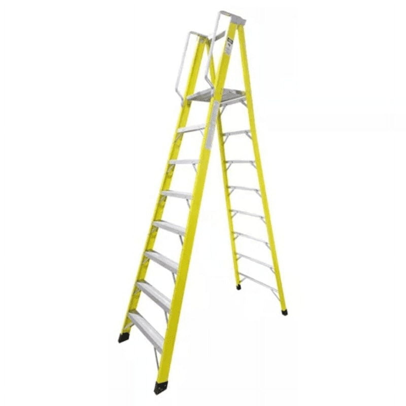 Genérico - Escalera Industrial Plataforma Fibra De Vidrio 8 Peldaños Amarilla