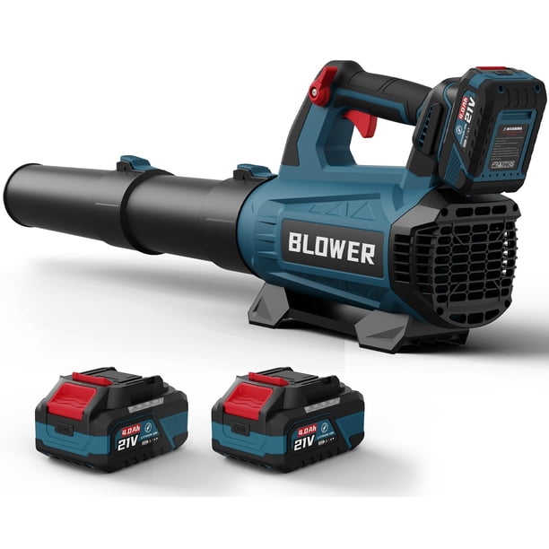 Soplador de hojas inalámbrico GROWORT 630 CFM/160 MPH, 21 V con batería de 2 x 4 Ah