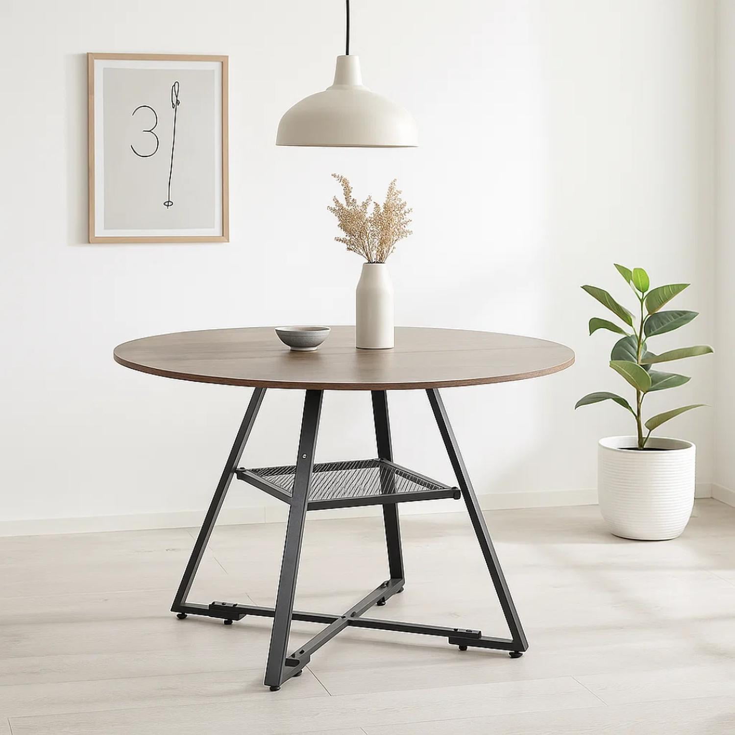 Pandalino - Mesa De Comedor Redonda Clifton D120 Cm | Diseño Industrial Rústico Cafe