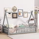 thumbnail image 2 of Twin Tent-shaped Floor Bed,Teepee Bed with Guardrails,Slats,Grey, 2 of 3