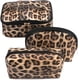 thumbnail image 1 of Bolsa de maquillaje de leopardo, bolsa de viaje grande para artículos de tocador, paquete de 3, bolsa organizadora de cosméticos portátil con estuche para guardar brochas pequeñas, cremallera dorada,, 1 of 7