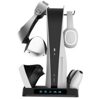 Soporte De Carga Aaronmei Para Ps5 Y Psvr2 Con Ventilador Y Estación De Carga Inalámbrica Dual Negro