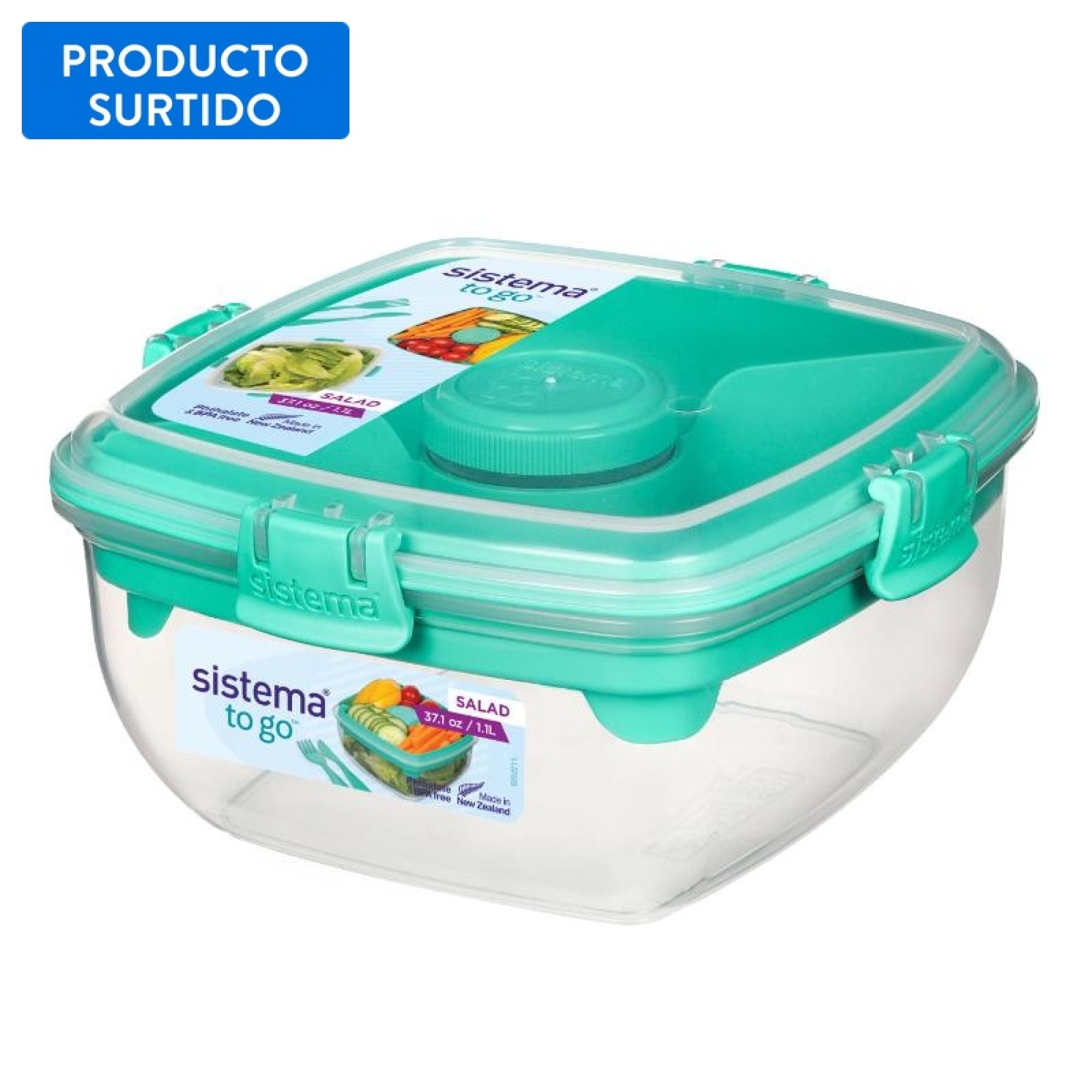 Sistema - Contenedor To Go Para Ensalada Plástico 1100ml 1 Pieza Multicolor