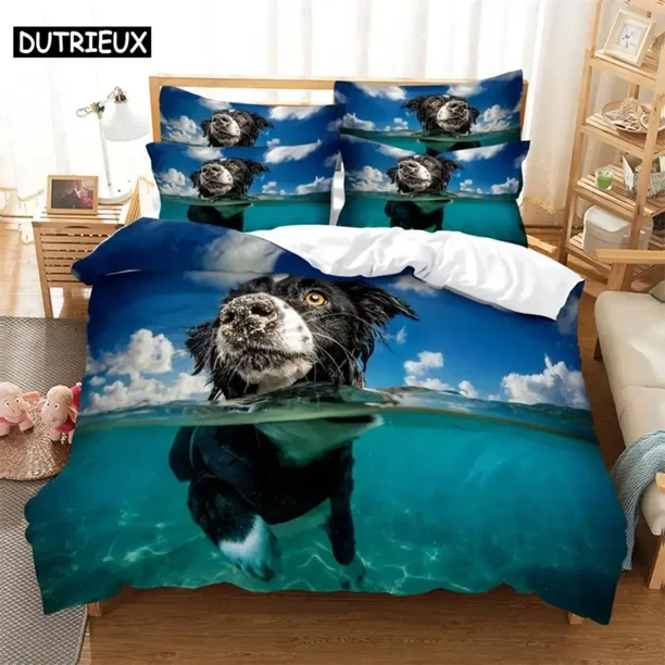 Dog Digital Bedding Sets Home Bedclothes Super Cover Pillowcase Comforter Textiles Bedding Set bed cover set Bed Sheets