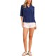 thumbnail image 2 of INSPIRE CHIC Camisas abotonadas para mujeres de media manga con cuello alto, blusas casuales de verano S Azul oscuro, 2 of 6