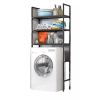 Genérico - Organizador Estante Lavadora Baño Metálico Rack 3 Niveles Negro