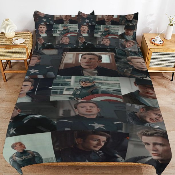 Chris Evans Bedding Sets Ultra Soft Skin-Friendly Duvet Cover 3 Piece, Cute Comforter Cover Bed Set for Boys Girls Kids