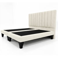 Home V Ele - Cama 2 Plaza Con Respaldo Base Dividida Color Blanco Crudo Felpa