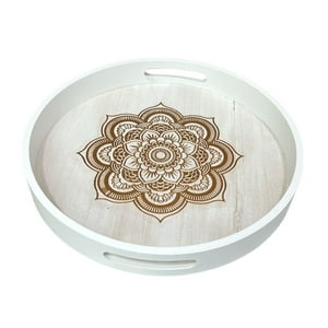 Oem - Bandeja Desayuno De Madera Bambu Con Mandala 40Cm
