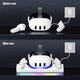 thumbnail image 3 of Base de carga para Meta Quest 3 y 3S, estación de carga magnética para visor VR y controles, con 2 baterías recargables, cargador y cable USB-C, indicador LED, 3 of 6