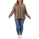 thumbnail image 2 of Agnes Orinda Blusas de Manga Larga para Mujer Tallas Grandes Cuello Redondo de Otoño Camisetas Informales Sólidas con Bolsillo 2X Marrón Claro, 2 of 6