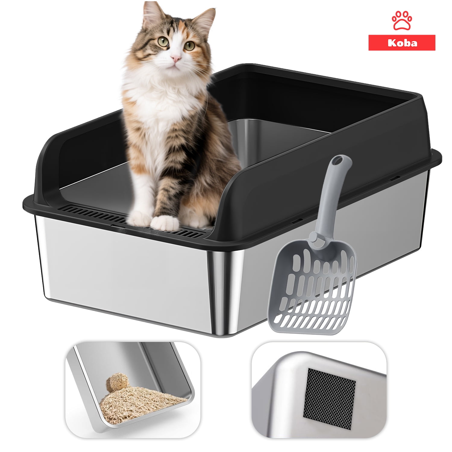 Arenero Gatos Grande Michis Baño Sanitario Acero Inox Con Pala