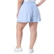 thumbnail image 3 of Agnes Orinda Pantalones Cortos de Colegio para Mujer, Talla Grande, con Volantes, Cintura Elástica, Cordón, Verano Casual, Lindos Pantalones Cortos con Bolsillo 2X Azul Claro, 3 of 6