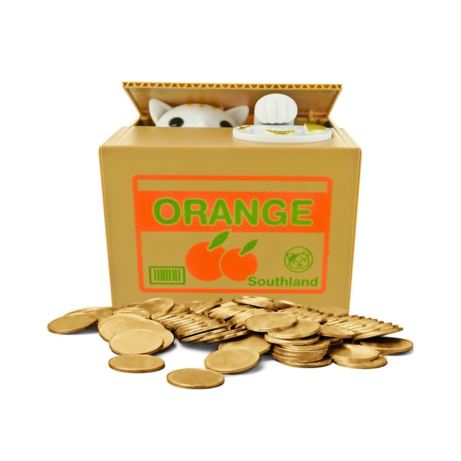 Soleio - Alcancía Hucha De Gato Electrónica Roba Monedas Caja Orange
