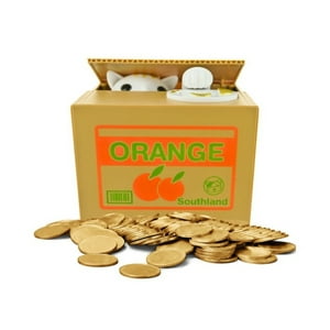 Soleio - Alcancía Hucha De Gato Electrónica Roba Monedas Caja Orange