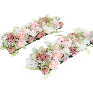 Magideal - 2 Uds., De Mesa Floral Artificial, Centro De Mesa, Guirnalda, Guirnalda Colgante, Arco De Boda, Flores Para Jardín, Decoración Del Banquete De Rosado