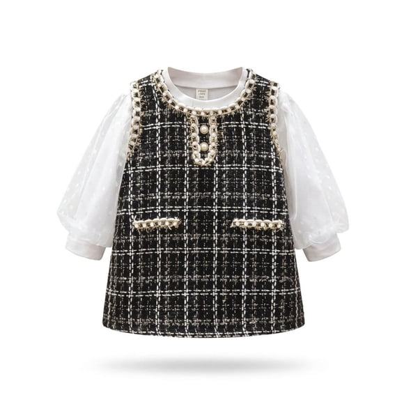 Vestido Manga Larga De 2 Prendas Para Niñas Primavera Verano
